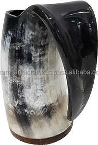 Handcrafted Customised Viking Carving Ceramic Drinking Horn <b>Mug</b> Highly Polished Natural Horn India for Business Gifts-Wine Beer - Product Image 4