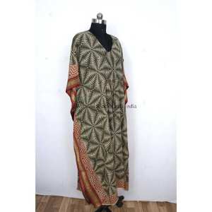 Nuevo Kaftán Indio Bagru con Estampado a Mano, Vestido de Verano, Kimono, Vestido Holgado para Vacaciones, Ropa de Mujer - Product Image 5