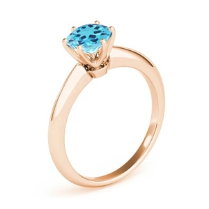 แหวนเงินแท้ 925 ประดับพลอยโทแพซสีฟ้าธรรมชาติทรงกลม แหวนคลาสสิกสำหรับวันครบรอบ สามารถปรับแต่งได้ แหวนหมั้นทองคำแท้ 18K - Product Image 3