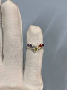 Natural 7 Chakra Stones Quartz Gemstone <b>Ring</b> Multi Color <b>925</b> <b>Silver</b> Engagement Anniversary Gift - Product Image 4