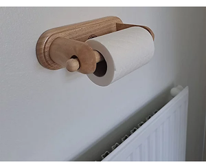Porte-rouleau de papier toilette en bois, style nordique moderne, support mural en bois, porte-papier toilette moderne, étagère de rangement pour salle de bain - Product Image 1