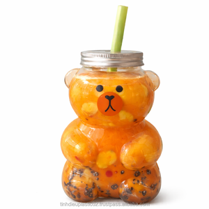 500ml Cute <b>Bear</b> Shape PET Plastic <b>Bottle</b> Jar with Aluminum Lid Made in Vietnam for Beverage Packaging Export to Asia - Product Image 2