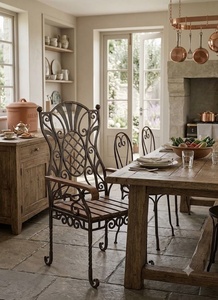 Chaise en fer forgé au design européen traditionnel, revêtement en poudre, mobilier métallique écologique pour restaurants - Product Image 2