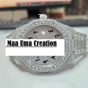 Reloj de Lujo con Diamantes de Moissanita VVS, Estilo Antiguo, con Correa de Acero Inoxidable, Esfera de Cristal, Personalizable en Varios Colores - Product Image 1