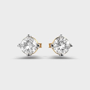 Boucles d'oreilles solitaires en or rose/jaune/blanc 9 carats avec diamant rond brillant cultivé en laboratoire certifié IGI, serti sur 4 griffes - Product Image 1