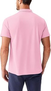 Polo de Secado Rápido para Hombre, Manga Corta, Color Sólido, Tejido de Punto, Informal, Deportivo, Corte Regular, Negro, Gris, Mostaza - Product Image 3