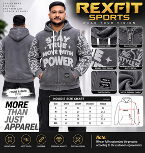 Sudadera con capucha gris para hombre, con cremallera completa, diseño gráfico, forro polar grueso, estilo urbano, diseño de logotipo personalizado, OEM, venta al por mayor, ropa casual de moda - Product Image 6