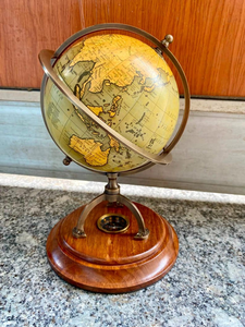 Globe terrestre vintage en laiton nautique avec boussole, base en bois, globe décoratif pour la maison, le bureau et les cadeaux - Product Image 3
