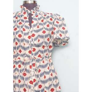 Robes d'été pour femmes, style unique, longueur courte, en coton doux et lisse de qualité supérieure, à manches courtes. - Product Image 3