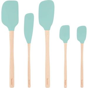 Set di 5 utensili da cucina in silicone con manico in legno - Product Image 1
