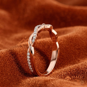 14K <b>Rose</b> Gold Twisted Vine Diamond Ring |<b>Infinity</b> Lab Grown Diamond Wedding Band | Pink Gold Pave Moissanite Stackable Ring - Product Image 2