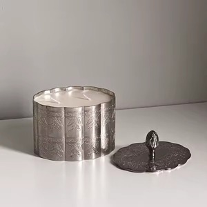 Indian Handcrafted Aluminum Handmade Round Candle <b>Jar</b> Handmade Bulk candle <b>jars</b> With Beautiful Engravings - Product Image 3