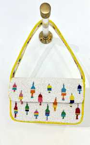 กระเป๋าถือลูกปัดสีขาวแบบสั่งทำขายส่ง รุ่น Ciao Lobster Sun  ตกแต่งด้วยลูกปัดเม็ดเล็ก ทำด้วยมือ - Product Image 4