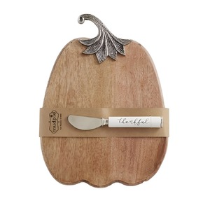 เขียงไม้รูปฟักทองพร้อมมีดสแตนเลสและด้ามจับแบบมีด้ามจับกันลื่น - Product Image 3