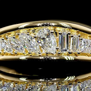 Anillo de Diamantes Personalizado con Certificado IGI de 0.5 Quilates, Corte Pera, Marquesa y Princesa, Oro Amarillo Sólido, Anillo de Boda Único - Product Image 3