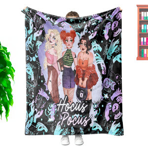 Conçu sur mesure Halloween sorcière <span class=keywords><strong>soeurs</strong></span> imprimé léger flanelle jeter couverture doux et chaud 100% polyester grand cadeau - Product Image 3