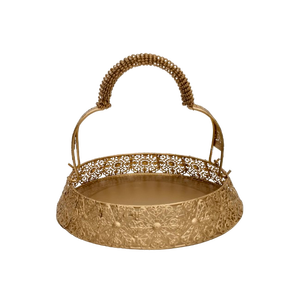 Panier doré Plateau en métal Plateaux de service en métal de luxe personnalisés avec miroir Plateaux à collation pour la décoration et le service avec personnalisation - Product Image 5