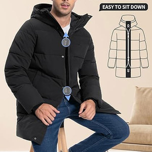 Men’s Long Winter <b>Coat</b> Hooded Waterproof Insulated Puffer Jacket Thick Warm Down Windbreaker Parka Cold Weather Outerwear - Product Image 3