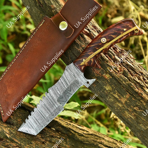 มีดล่าสัตว์อเนกประสงค์แบบดรอปพอยต์ ด้ามพลาสติก ใบมีดเหล็กดามัสกัสตีขึ้นรูปด้วยมือ แบบฟูลแทงค์ ผลิตตามสั่ง (OEM) สำหรับงาน DIY - Product Image 5