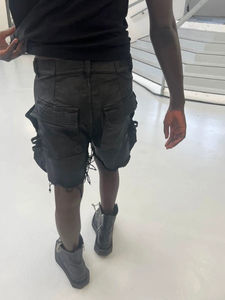 Pantalones Cortos Cargo de Mezclilla Negros Personalizados para Hombre, Estilo Urbano, Desgastados, con Múltiples Bolsillos, Casuales, de Verano, a la Moda - Product Image 6