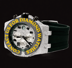 Montre élégante en moissanite à prix de gros pour homme et femme, montre-bracelet de luxe tendance avec bracelet en caoutchouc étincelant - Product Image 4