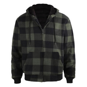 Unisex Faux Fur Flannel Hoodie <b>Jacket</b> Autumn Warm Coat Solid Zip-up Sherpa Hood <b>Fleece</b> <b>Lined</b> 100% Cotton Casual Dyed Processed - Product Image 5