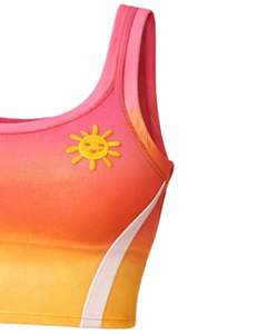 Ensemble jupe deux pièces dégradé rose-orange pour femme, comprenant un crop top sans manches et une mini-jupe taille haute extensible, tenue d'été - Product Image 4