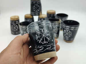 Personalizado exquisito Vintage oso bebiendo Koi taza hecha a mano cuerno Natural corto antiguo tallado estilo Animal negocio perfecto - Product Image 4