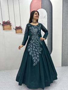Vestido Anarkali Formal Bordado con Lentejuelas, Manga Larga, para Bodas, Graduaciones, Diwali, Fiestas, Vestido Indio Pakistaní para Mujer - Product Image 3
