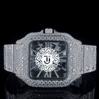 Montre mécanique de luxe en acier inoxydable entièrement sertie de moissanite, fabrication indienne, idéale pour les fêtes, les affaires, le quotidien et la mode – En promotion