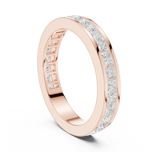 SATVIK RATNA Anillo de Media Banda Clásico de Boda para Hombre/Mujer con Diamante Cultivado en Laboratorio de Corte Princesa de 2mm y Engaste de Canal en Oro Amarillo de 10k IDGL - Product Image 6
