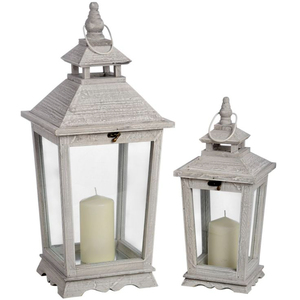 Lanterne en bois vintage faite à la main, porte-bougie décoratif, style farmhouse, centre de table pour mariages - Product Image 3
