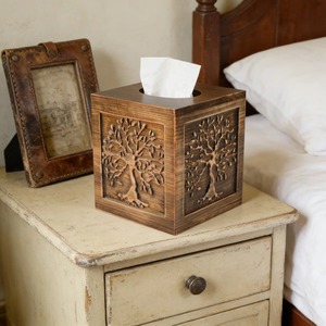 Rustic Wood <b>Tissue</b> <b>Paper</b> Holder Elegant Tree <b>Pattern</b> <b>Tissue</b> Box Cover Suitable For Home Office Bedroom And Living Room - Product Image 1