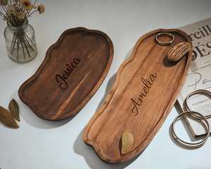 Plateaux de service en bois faits à la main, écologiques, au design solide, de forme ovale, taille personnalisée pour la présentation sur table - Product Image 6