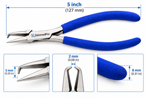 <b>Split</b> <b>Ring</b> Opening Pliers Stainless Steel Precision Tool for Jewelry Craft DIY Tapered Baguette Cut Blue Handle - Product Image 6