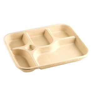 Contenedor de comida de bagazo de caña de azúcar desechable biodegradable, fiambrera para llevar de 5 compartimentos con tapa de un solo uso - Product Image 1