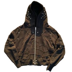 Oversized Unisex Heavyweight Hoodie 500 GSM 100% Cotton Pullover with Acid Wash Distressed Finish and Embroidered <b>Detailing</b> - Product Image 1