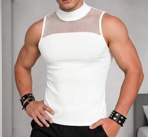 Débardeur en maille à col roulé pour homme, couleur unie, style streetwear, respirant, séchage rapide, sans manches, en polyester - Product Image 4