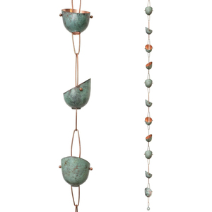 Collecteur d'eau de pluie en fer durable pour gouttière, 12 coupelles décoratives bleues, déviateur d'eau extérieur pour la décoration de jardin - Product Image 5