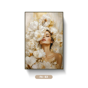 Peinture florale féminine exquise HALO, peinture sur toile abstraite originale faite à la main en soie, art mural élégant pour l'intérieur, cadre inclus, OEM ODM - Product Image 1