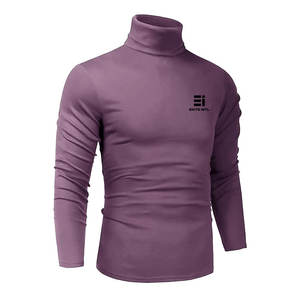 T-shirt à col roulé pour homme avec logo personnalisé, coupe ajustée, couleur unie, sous-vêtement respirant en taille adulte - Product Image 1