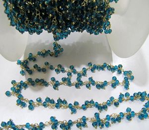 London Blue Topaz Hydro Quartz Faceted Cluster <b>Rosary</b> Chain - Product Image 1
