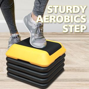 Piattaforma di aerobica con passo giallo a 4 montanti regolabile in altezza - Product Image 6