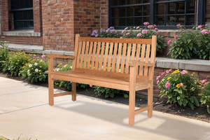 Banco de Teca Lana Resistente a la Intemperie para Patio y Parque - Product Image 3