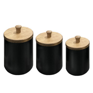 3 Piece Glass Jar <b>Canister</b> <b>Set</b> With Marble Base Tray Gold Metal Beaded Decorative Kitchen Food Storage Jars - Product Image 4