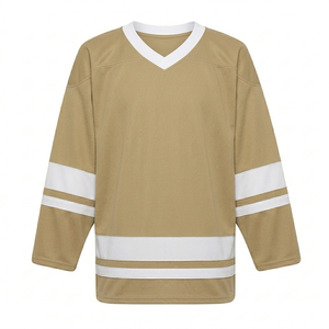 Camiseta de hockey sobre hielo color caqui personalizada al por mayor, calidad profesional, tela de malla transpirable, secado rápido, ropa de equipo duradera para práctica. - Product Image 1