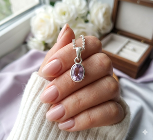Natural Faceted Amethyst Gemstone Pendant, 925 Sterling <b>Silver</b> <b>Necklace</b> Chain Pendant, Gift For Girls & Women. - Product Image 6