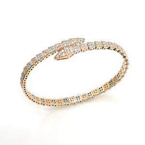 Dernier design Bracelet manchette en or 14 carats bicolore avec diamants naturels 1,17 carats clarté SI Bracelets ajustables Prêt à être expédié - Product Image 4