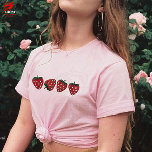 T-shirts en coton doux brodés pour femmes, décontractés et superposés, pour impression de logo personnalisé, OEM disponible - Product Image 4