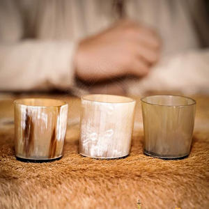 Best Quality Short Buffalo Black Horn Viking Drinking Beer Glasses Natural Horn Glass - Product Image 2